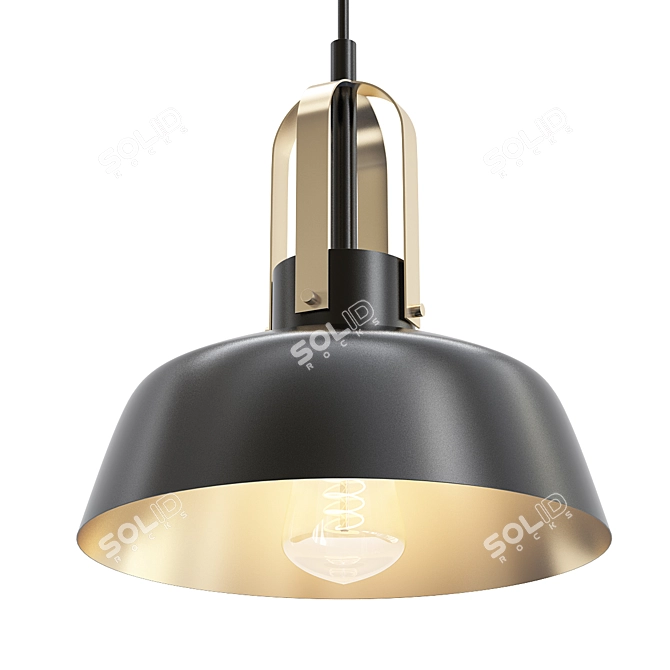 Stylish 12" Black & Brass Mini Pendant 3D model image 1