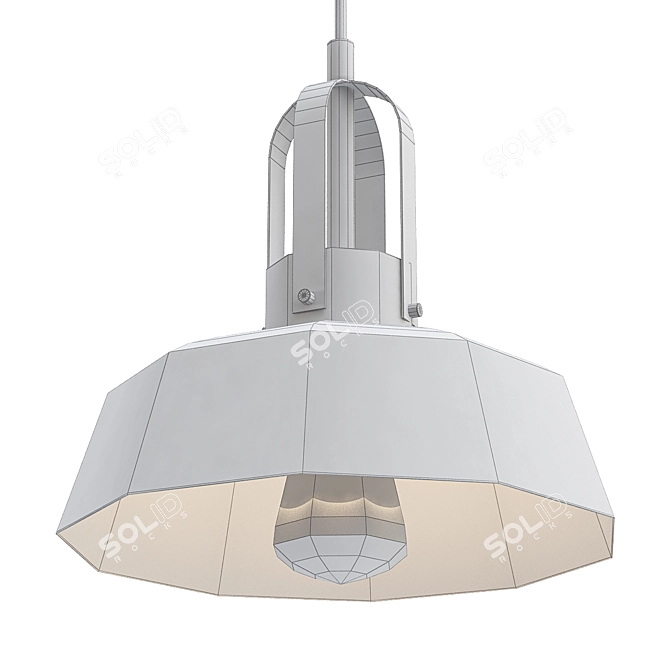 Stylish 12" Black & Brass Mini Pendant 3D model image 2