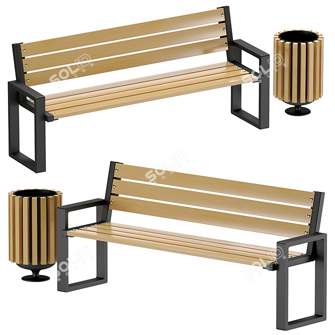 Urban Loft Bench and Urn 3D model image 1