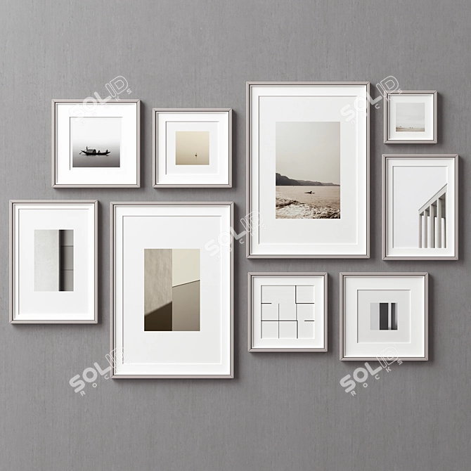 9-Piece Assorted Picture Frames Set 3D model image 3