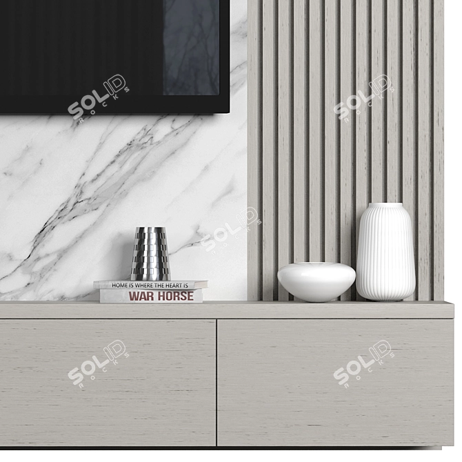 Versatile TV Wall with High-Quality Materials 3D model image 5