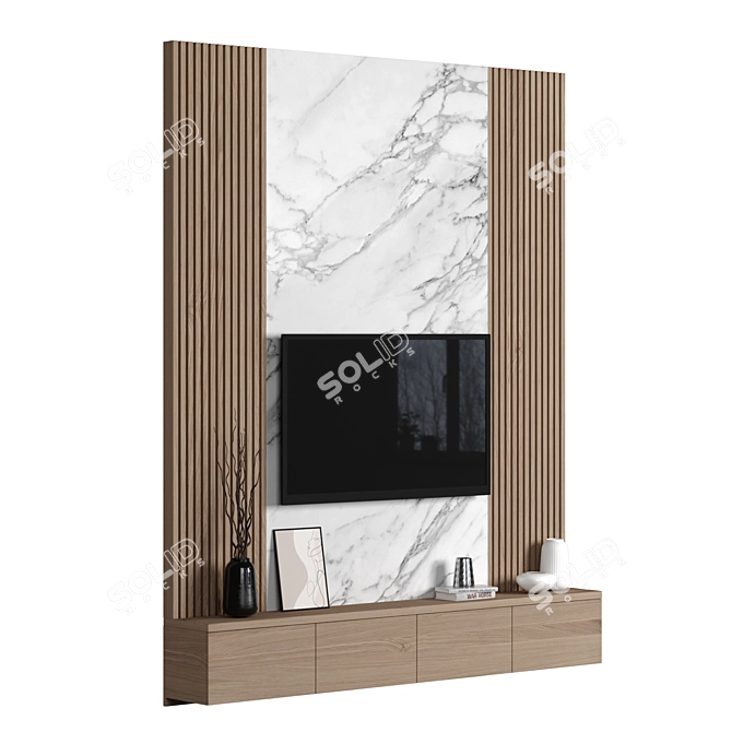 Versatile TV Wall with High-Quality Materials 3D model image 6