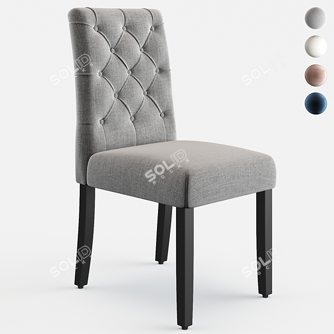 Elegant Grey Tufted Linen Chairs 3D model image 1