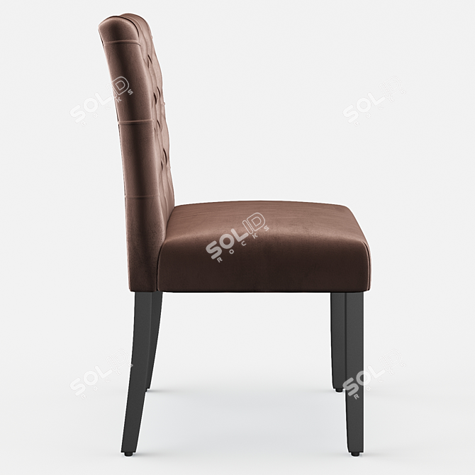 Elegant Grey Tufted Linen Chairs 3D model image 3