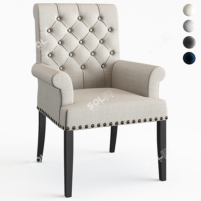 Elegant Kells Tufted Armchair 3D model image 1