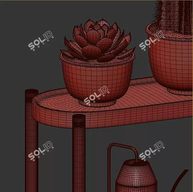 Modern Bamboo Plant Stand 3D model image 4