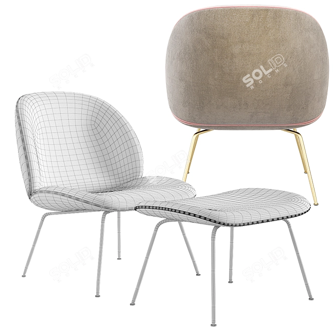 Elegant Velvet Gubi Beetle Chair 3D model image 7