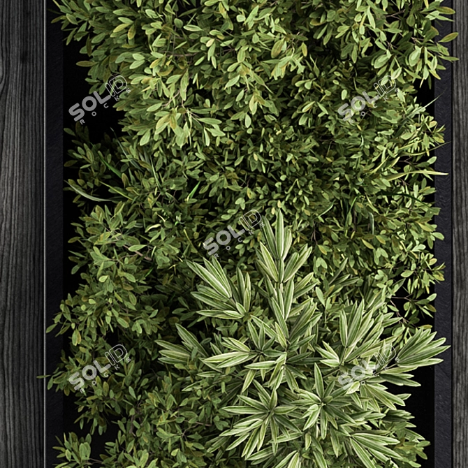 Rustic Wood Frame Vertical Garden 3D model image 3