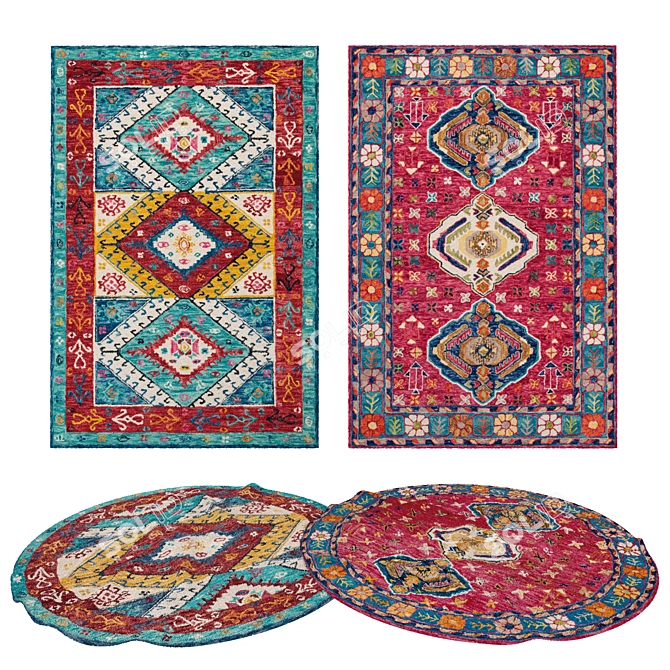 Versatile Set of 3D Rugs 3D model image 1