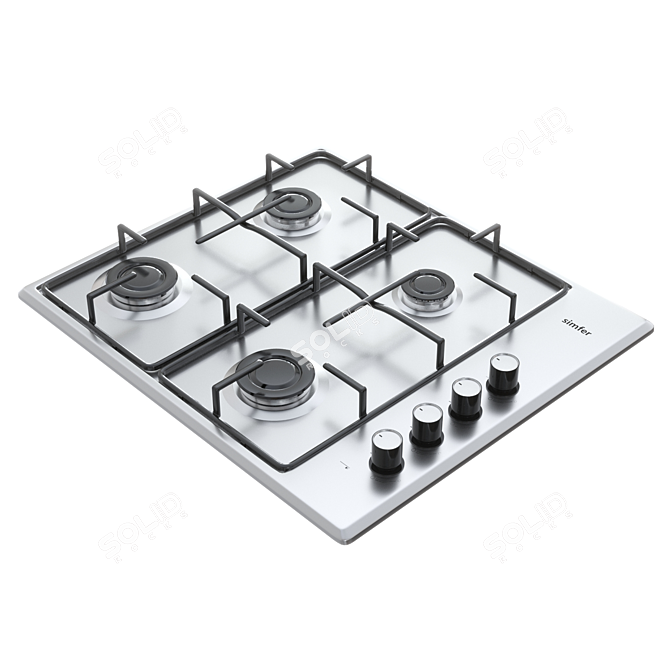Simfer Gas Cooktop: Powerful, Safe, and Durable 3D model image 1