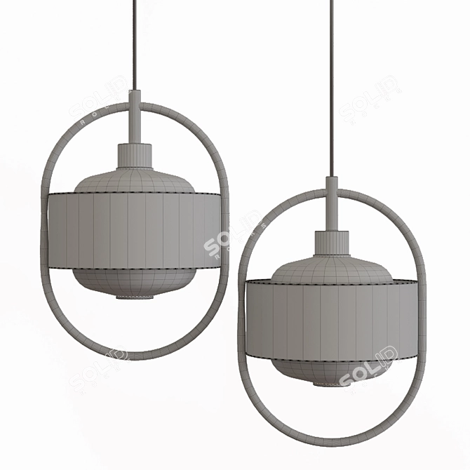 Elegant Pendant Lamps in Black & Gold 3D model image 3