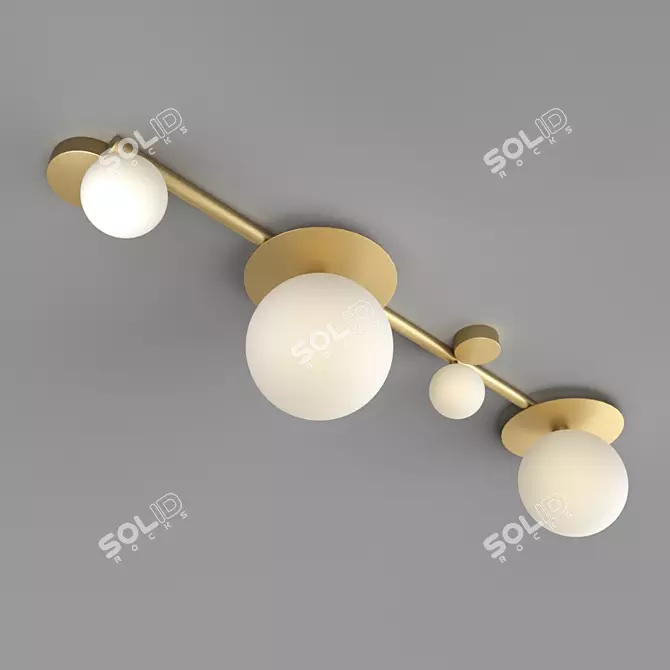 Elbow 44.9021 OM: Modern Gold Ceiling Light with White Glass 3D model image 1