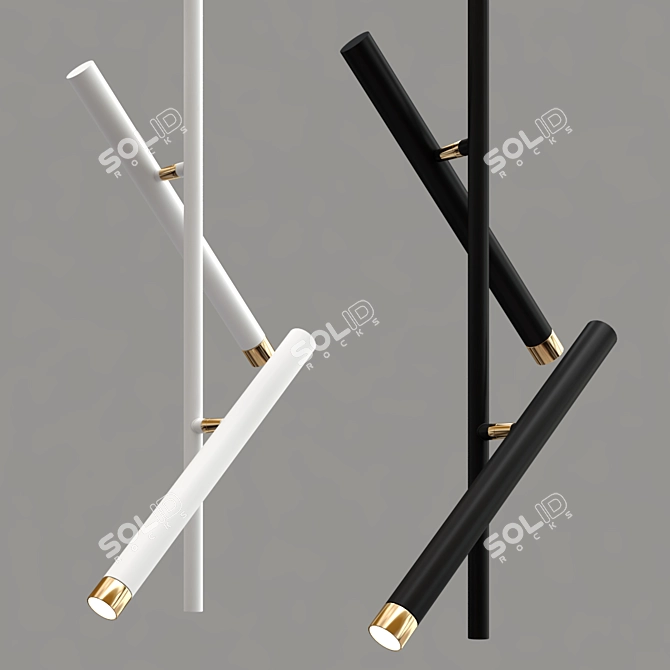 Elegant Dual Shade Ceiling Luminaire 3D model image 2