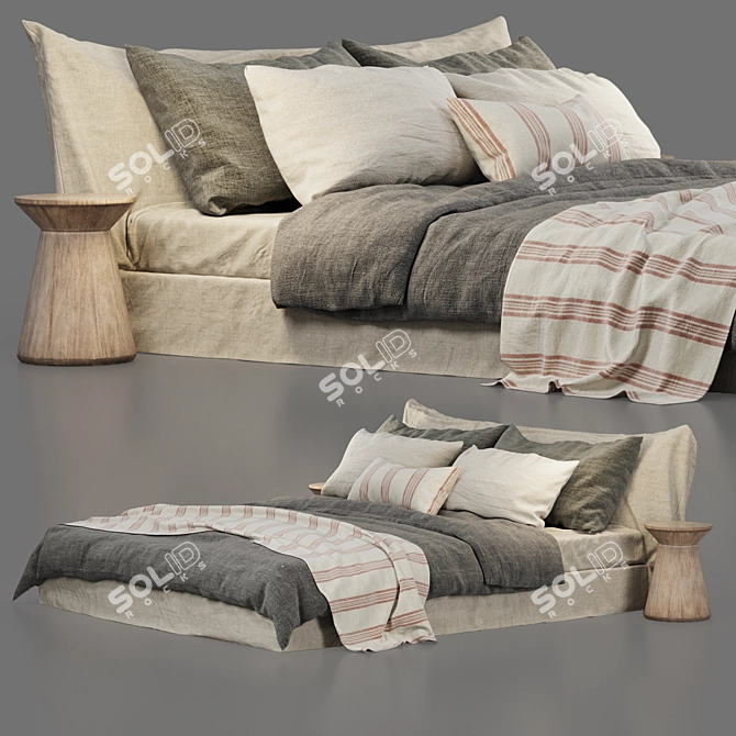 Luxury Linen Bedding Set: Cozy & Chic 3D model image 2