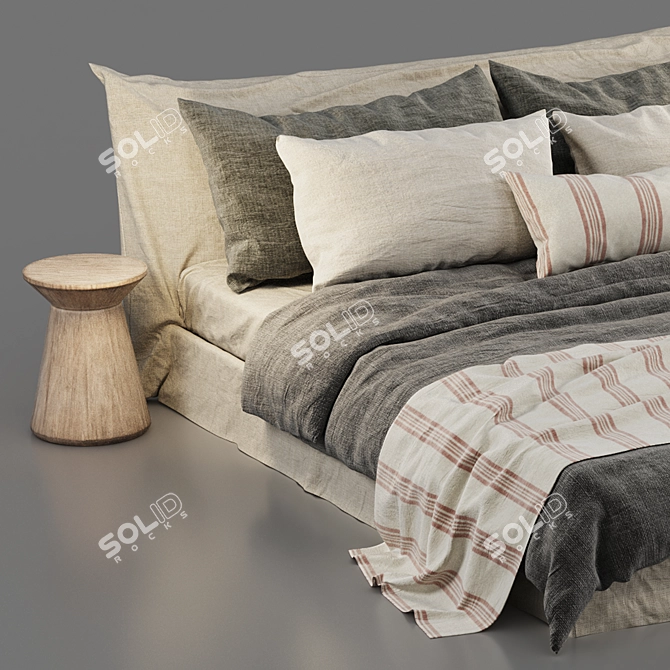 Luxury Linen Bedding Set: Cozy & Chic 3D model image 3