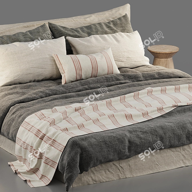 Luxury Linen Bedding Set: Cozy & Chic 3D model image 5