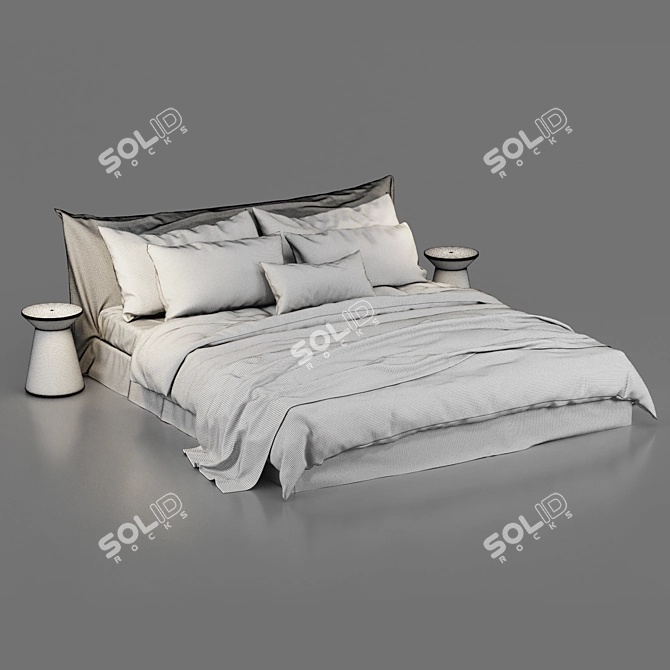 Luxury Linen Bedding Set: Cozy & Chic 3D model image 7