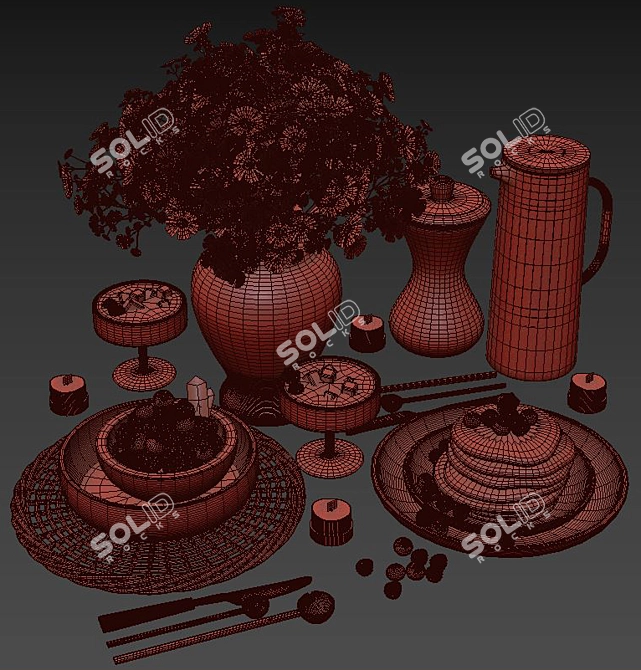 Elegant Tableware Set 2018 3D model image 5