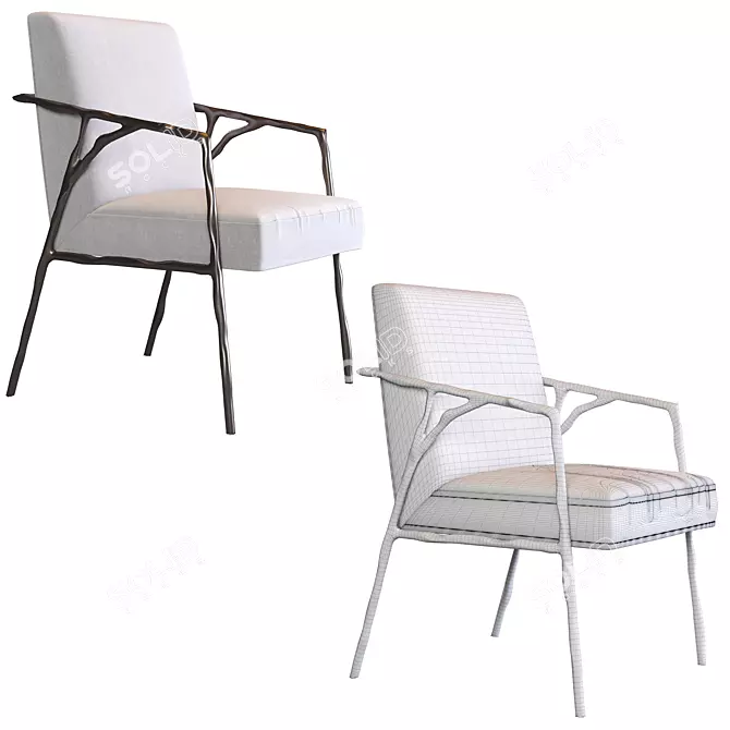 Antico Dining Chair and Fiocchi Table - Elegant Roman-inspired Set 3D model image 4