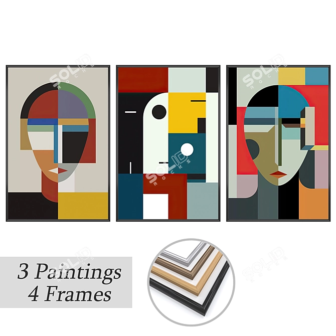 Elegant Art Set: No 3657 Wall Paintings 3D model image 1