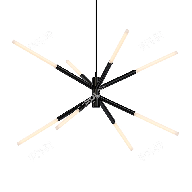 Elegant Black LED Chandelier - Wanda 3D model image 1