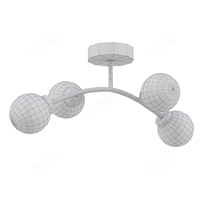 Fabia: Elegant Brass Flush Ceiling Lamp 3D model image 2