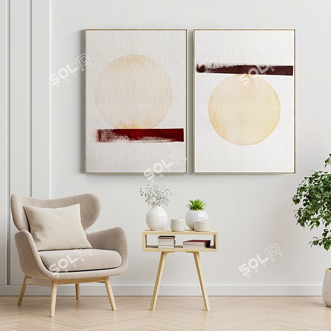 Minimal Abstract Photo Frame Set 3D model image 2