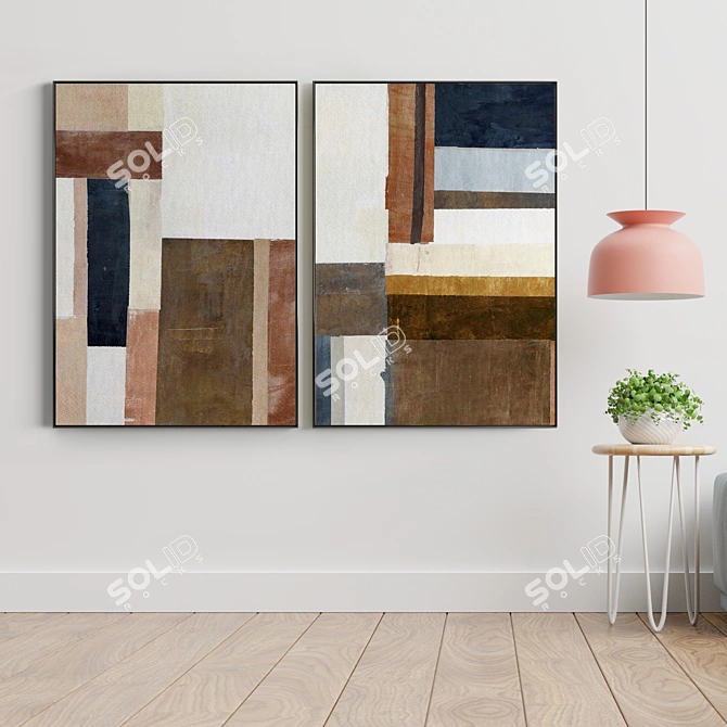 128 Abstract Frame Set: Modern Minimalist Paintings 3D model image 4