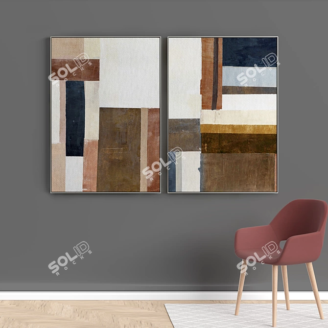128 Abstract Frame Set: Modern Minimalist Paintings 3D model image 5