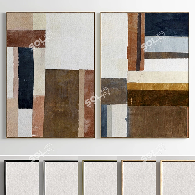 128 Abstract Frame Set: Modern Minimalist Paintings 3D model image 7