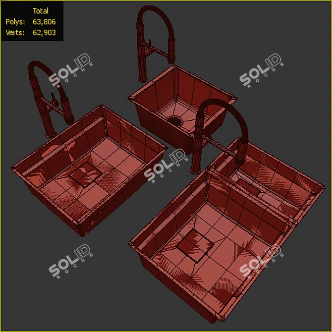 Modern Kitchen Sink Collection 3D model image 2