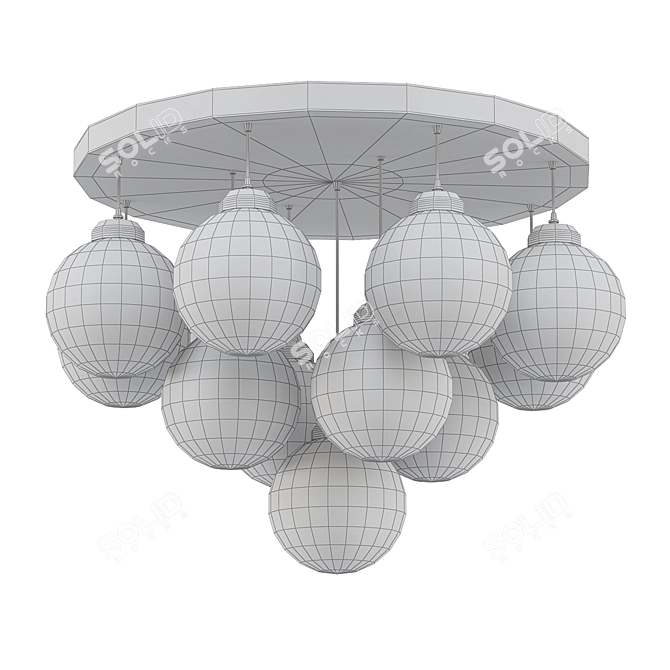 Vintage Glashütte Chandelier Lamps 3D model image 2
