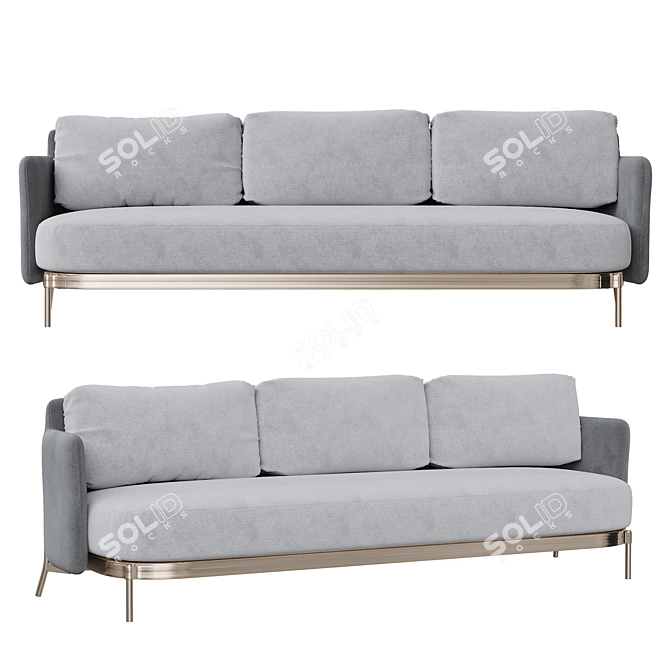 Contemporary Grey Akuta Designer Sofa 3D model image 1