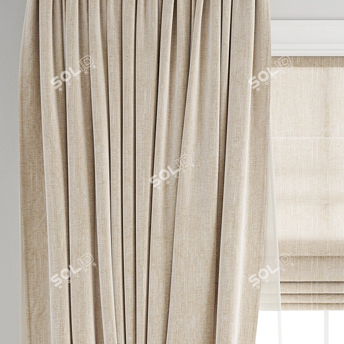 Premium Polygonal Curtain Model 3D model image 2