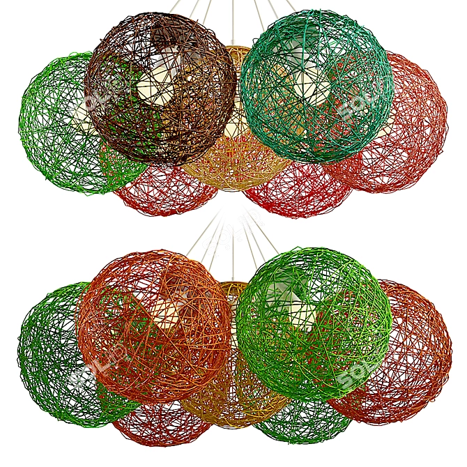 Natural Hemp Ball Pendant Lights 3D model image 2