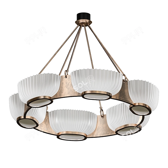Vintage Seguso Chandelier: Brass Glass 3D model image 1