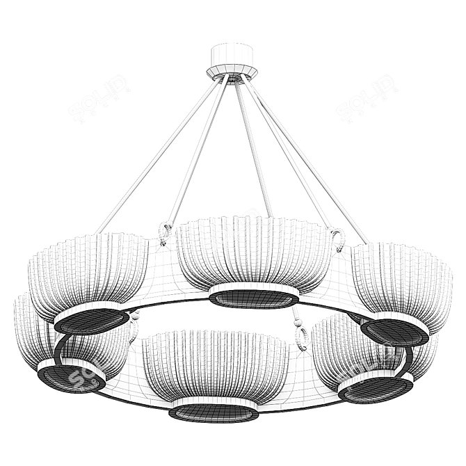 Vintage Seguso Chandelier: Brass Glass 3D model image 2