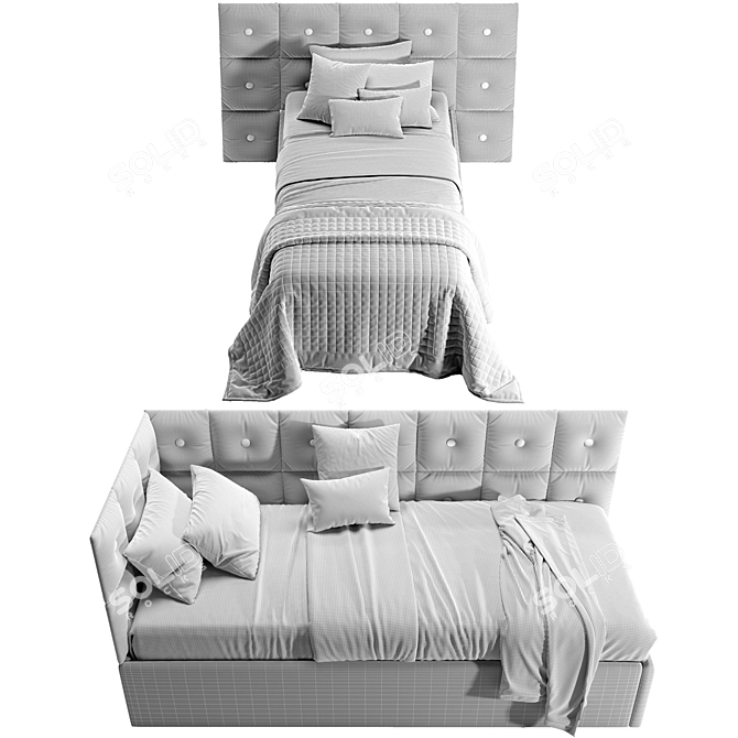 Versatile Corner Bed with Detachable Pillow Panels 3D model image 5