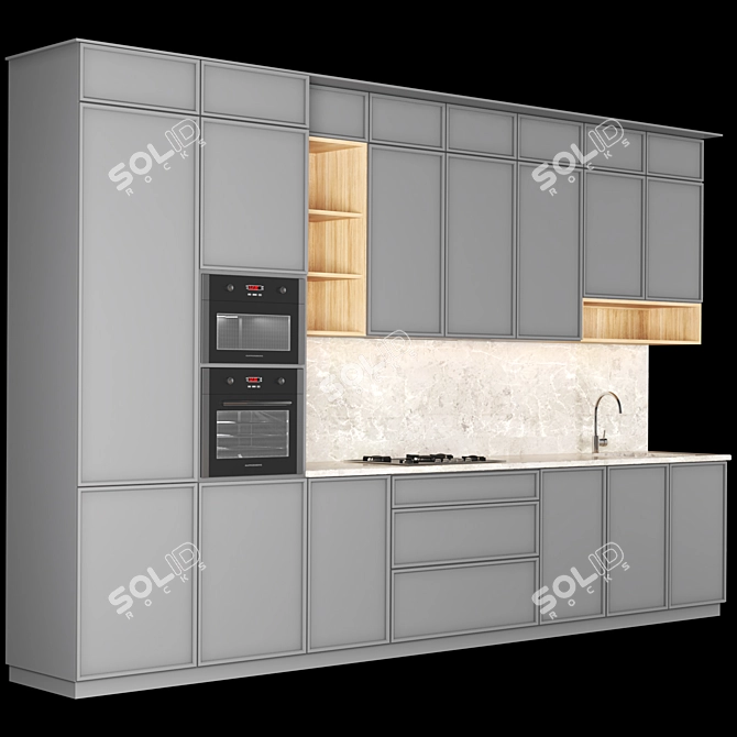 Sleek Modern Kitchen Design 3D model image 2