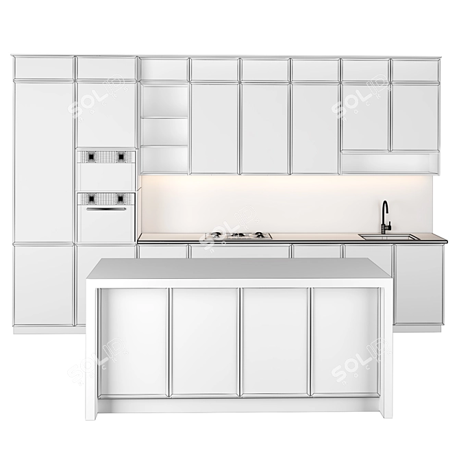 Sleek Modern Kitchen Design 3D model image 4