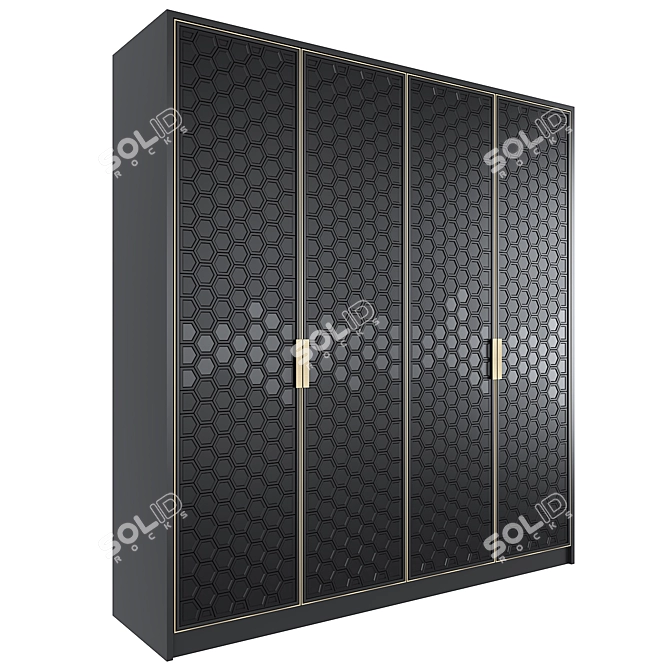 Minimalist Oak Wardrobe 3D model image 1