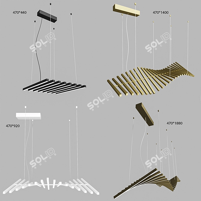 Wave Profile Pendant Light 3D model image 1