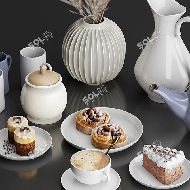Cake Decor Kit with Dried Plants 3D model image 2