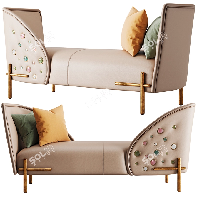 Elegant Crystal-Embellished Leather Tête-À-Tête 3D model image 1