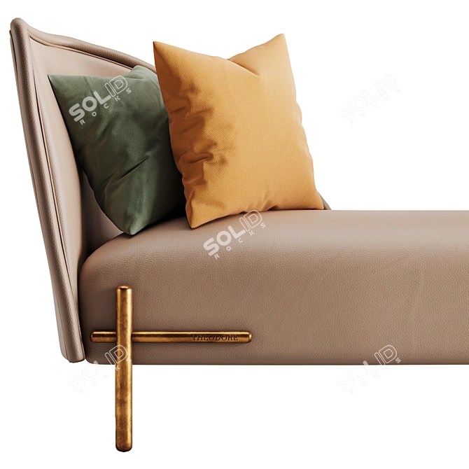 Elegant Crystal-Embellished Leather Tête-À-Tête 3D model image 2