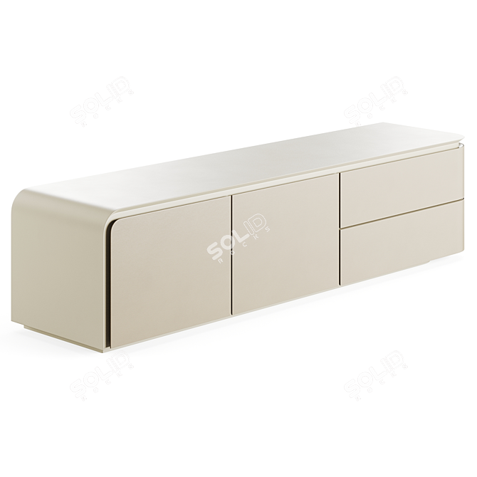 Fendi Stone Edge Low Cabinet: Elegant Sycamore TV Stand 3D model image 1