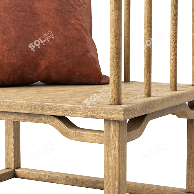 Elegant Asian Oak Armchair 3D model image 3