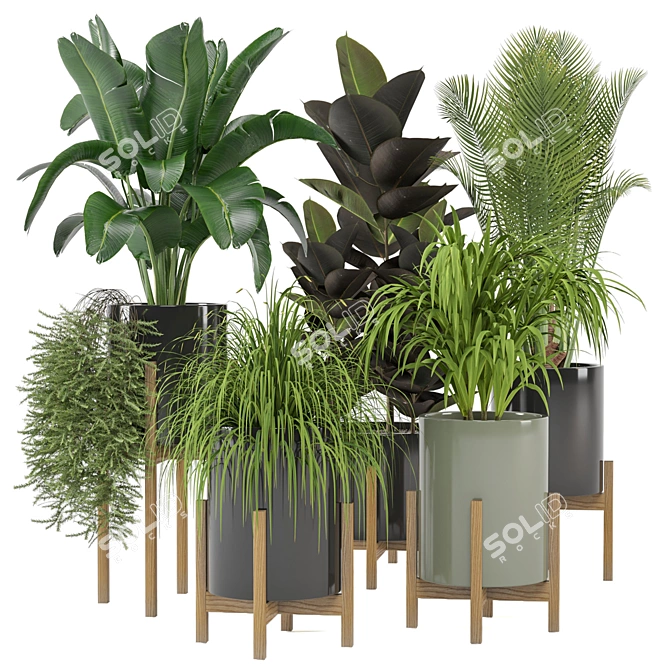  Foliage Finesse: Indoor Plants in Ferm Living Bau Pot 3D model image 1