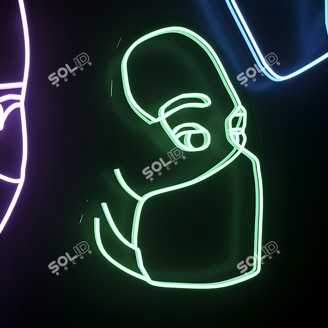 Color-Changing Neon Pandemic Sign 3D model image 2