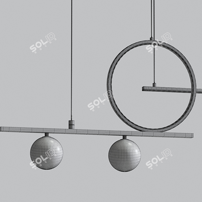 Minimalist LED Globe Chandelier 3D model image 3